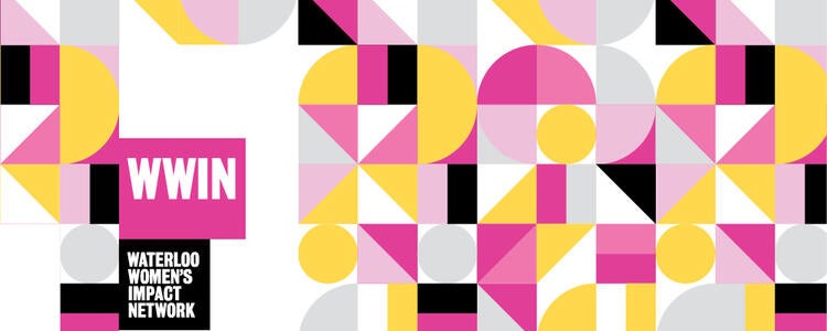mosaic banner with pink, black, gold and white