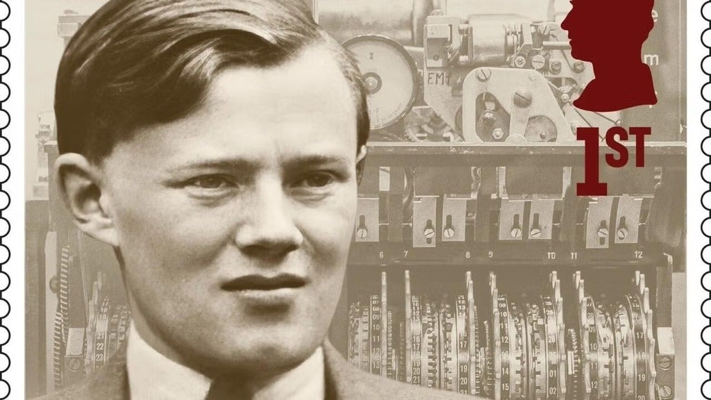 Picture of William Tutte as a young person on a stamp