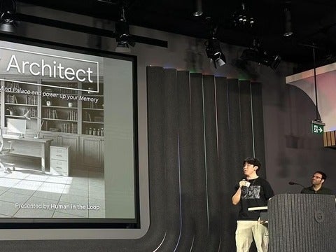student speakign at google-Waterloo AI symposium