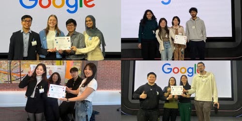 collage of the winners of Best Prototype Award at the Google Waterloo Symposium, 4 images are in the collage