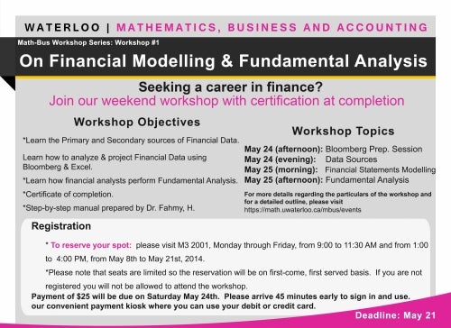 Poster for On Financial Modelling and Fundamental Analysis workshop