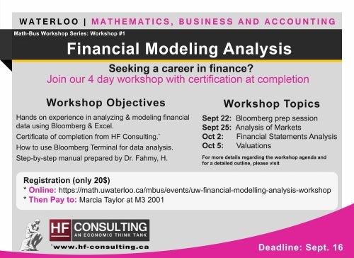 Poster for Financial Modelling Analysis workshop