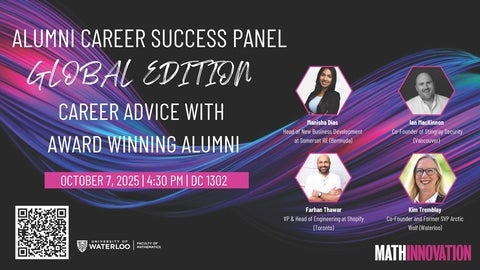 four headshots of math alumni