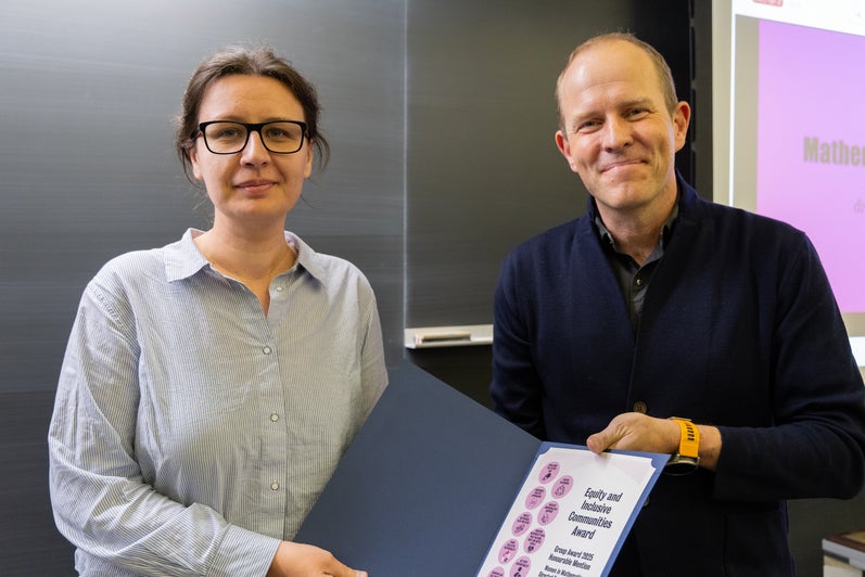 Kateryna Tatarko and Jochen Koenemann, the Dean of Mathematics