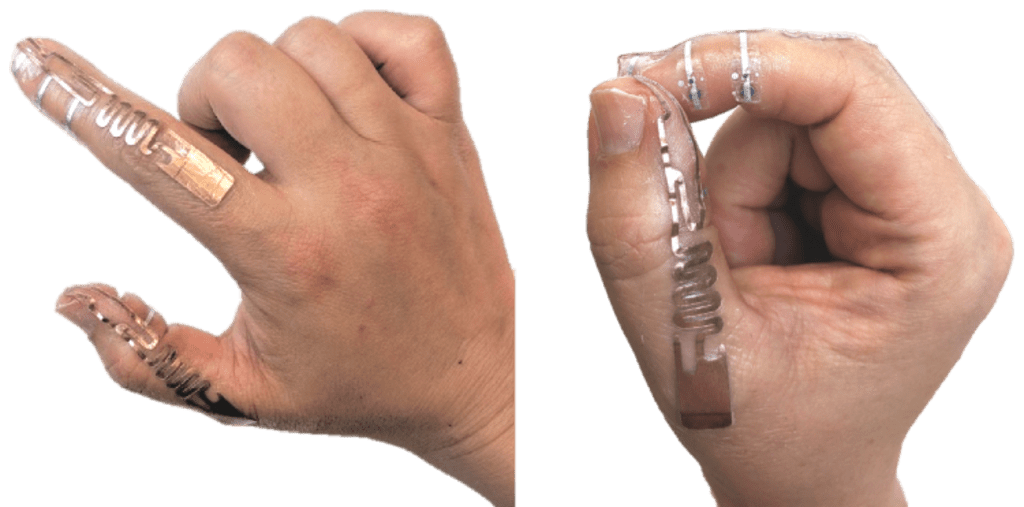 Tip-Tap technology attached to a person's hand.