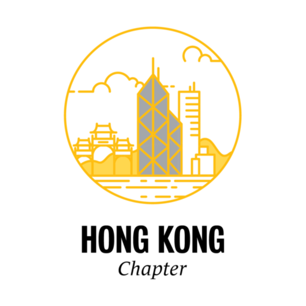 Hong Kong city skyline with a yellow outline