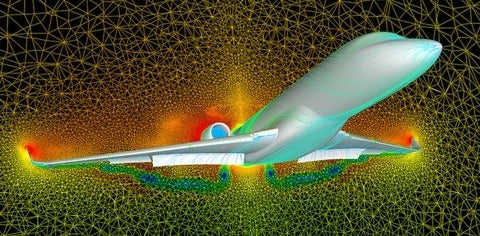 Airplane rendered in computational fluid dynamics