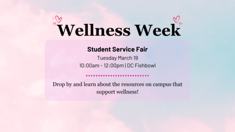 Water colour image that says "wellness week"