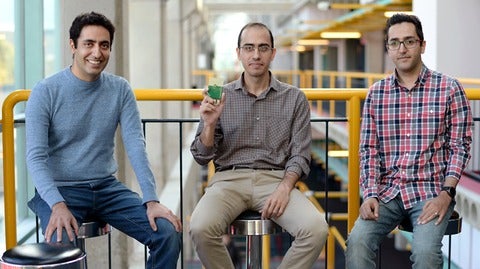 Professor Omid Abari (L), Mohammad Mazaheri (centre) and Ali Abedi (R) display the mmPi