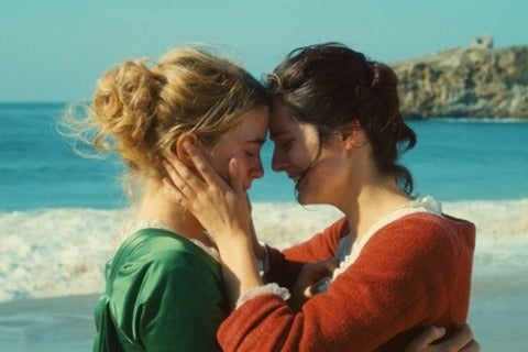 An image of two women on a beach from the movie Portrait of a Lady on Fire