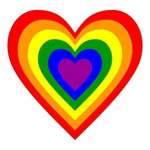Image of a heart in rainbow colours