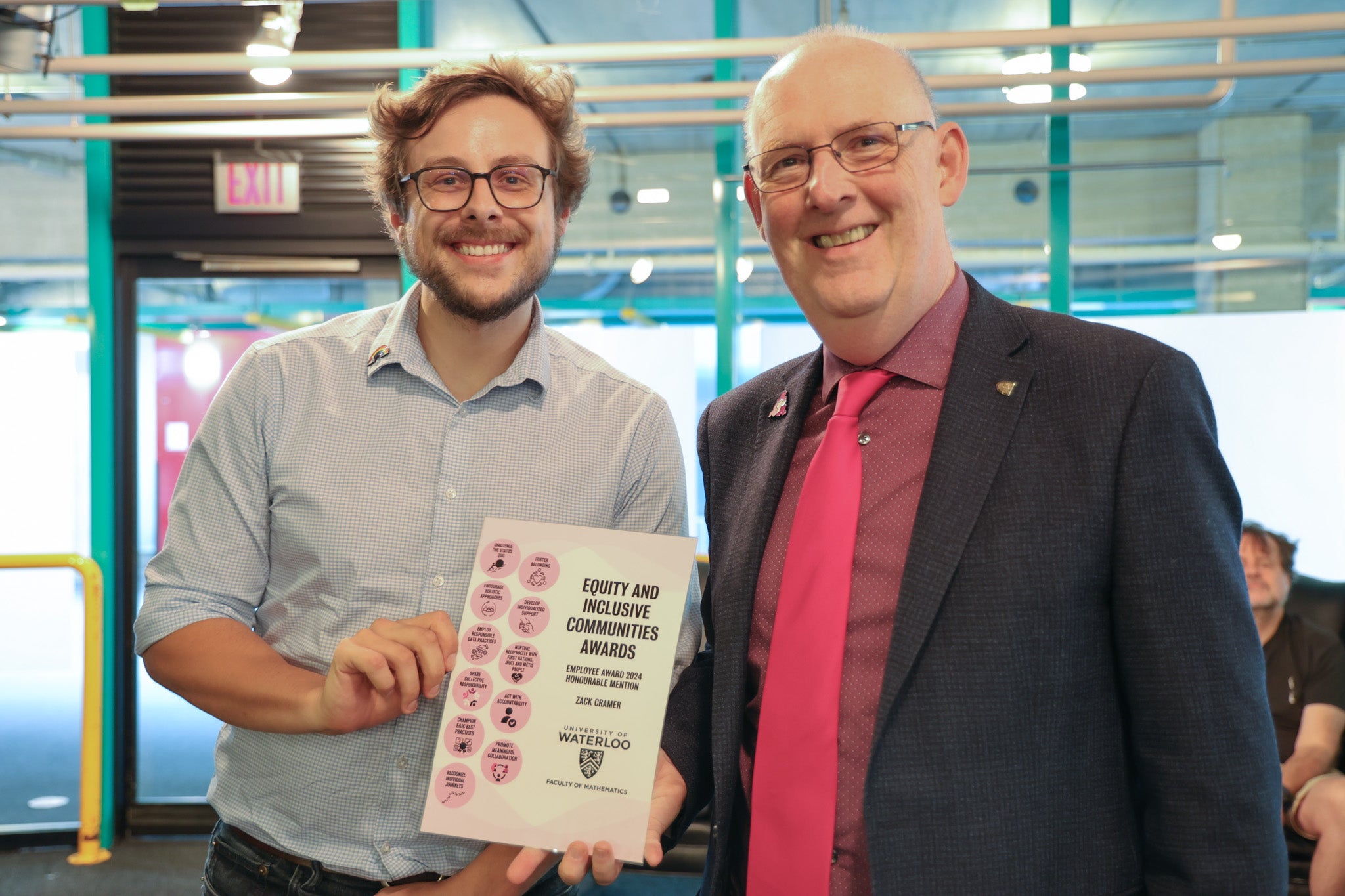 Zack Cramer and Mark Giesbrecht, the Dean of Mathematics