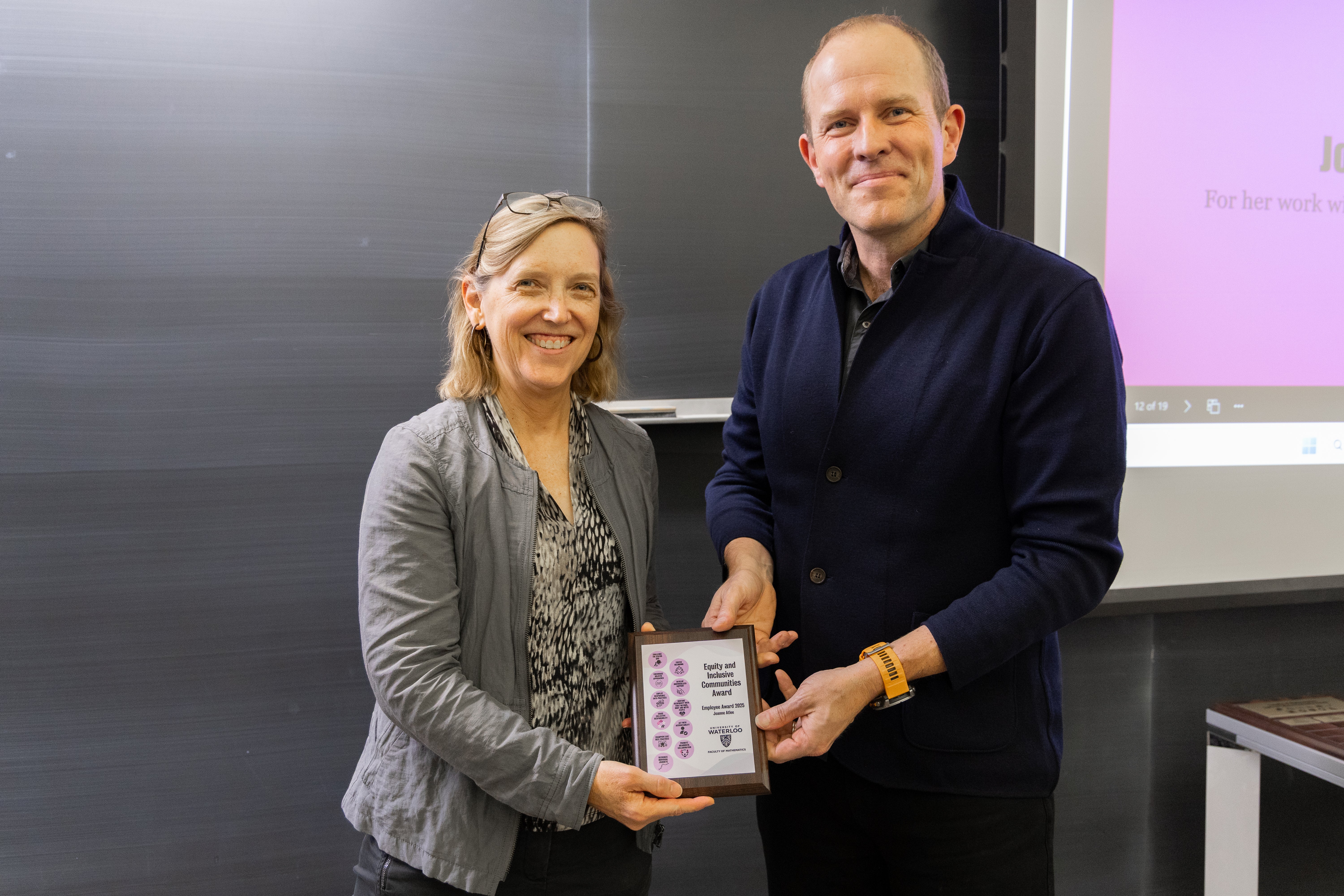 Joanne Atlee and Jochen Koenemann, the Dean of Mathematics