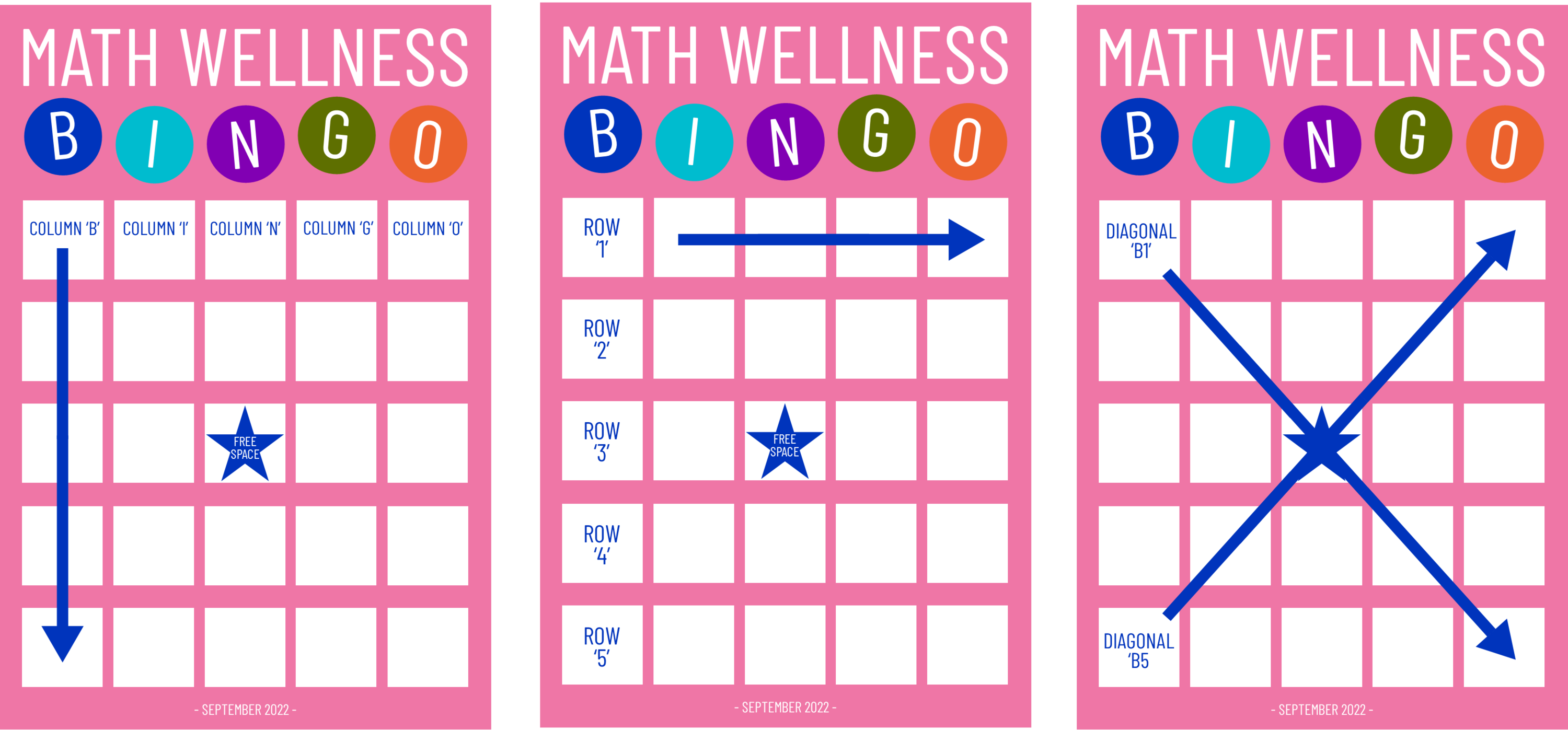Ways to win on the BINGO card - Examples