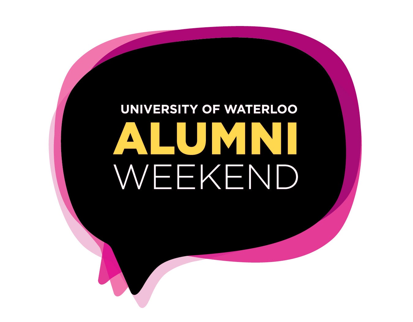 alumni weekend pink and black bubble