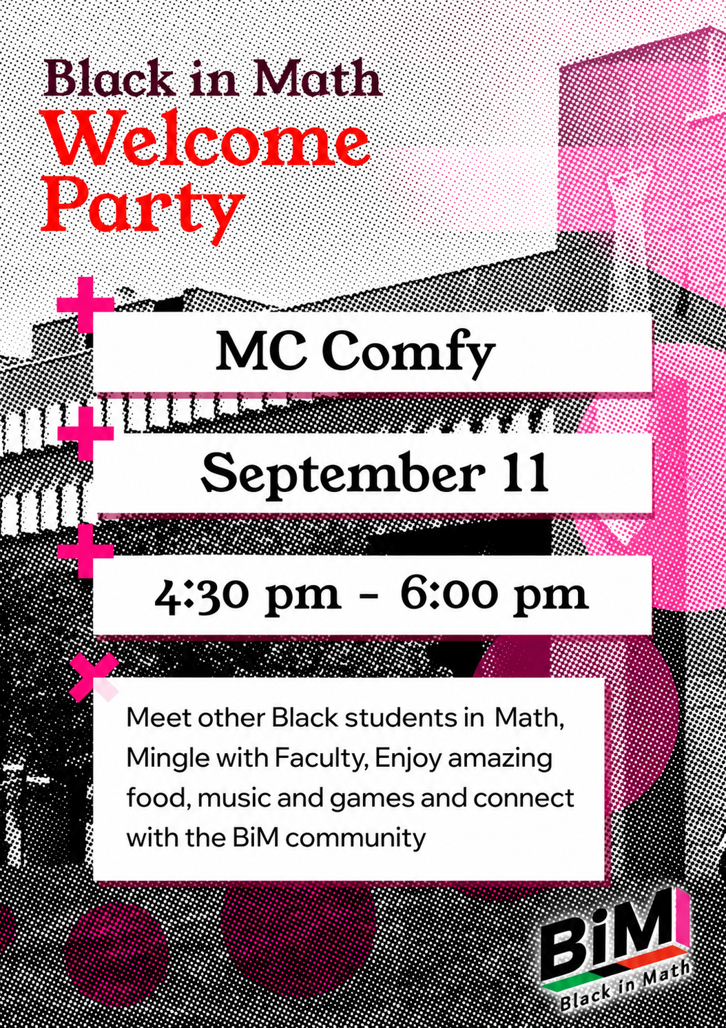 Black in Math Fall 2026 Welcome Party Poster