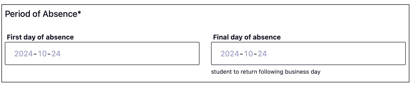 Two blank date fields