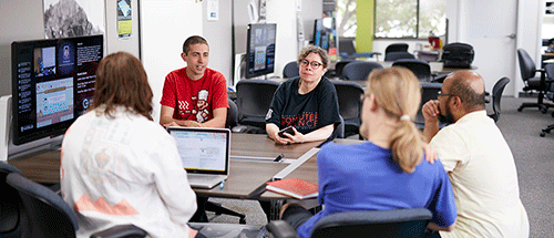 A group working together at a table