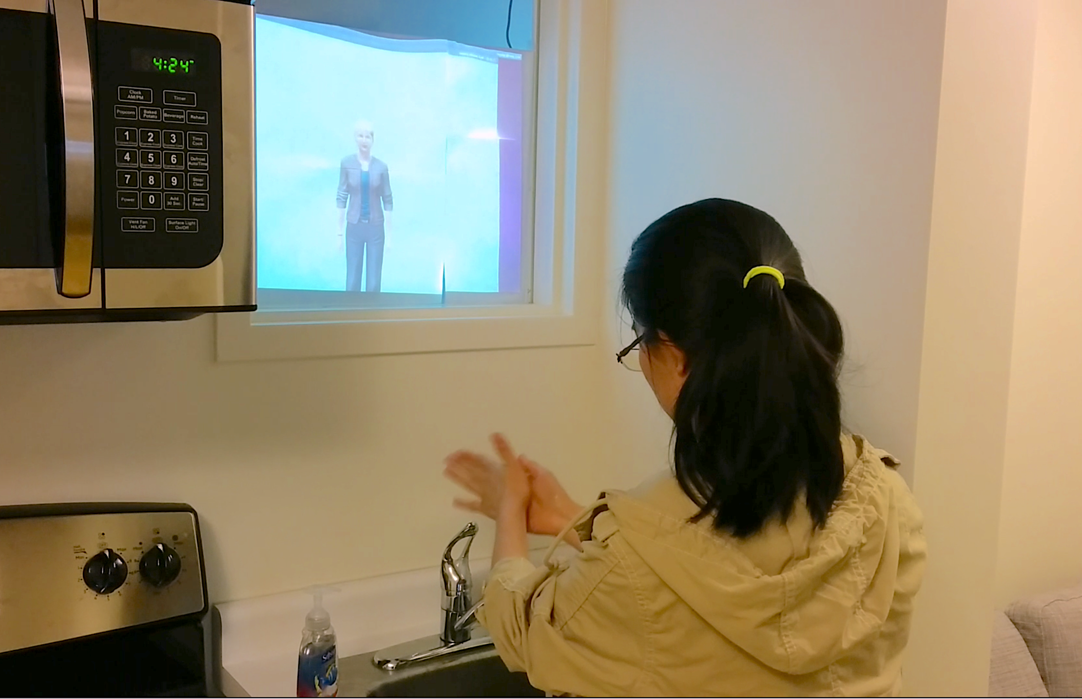 Student demonstrates the COACH artificial intelligence interface 