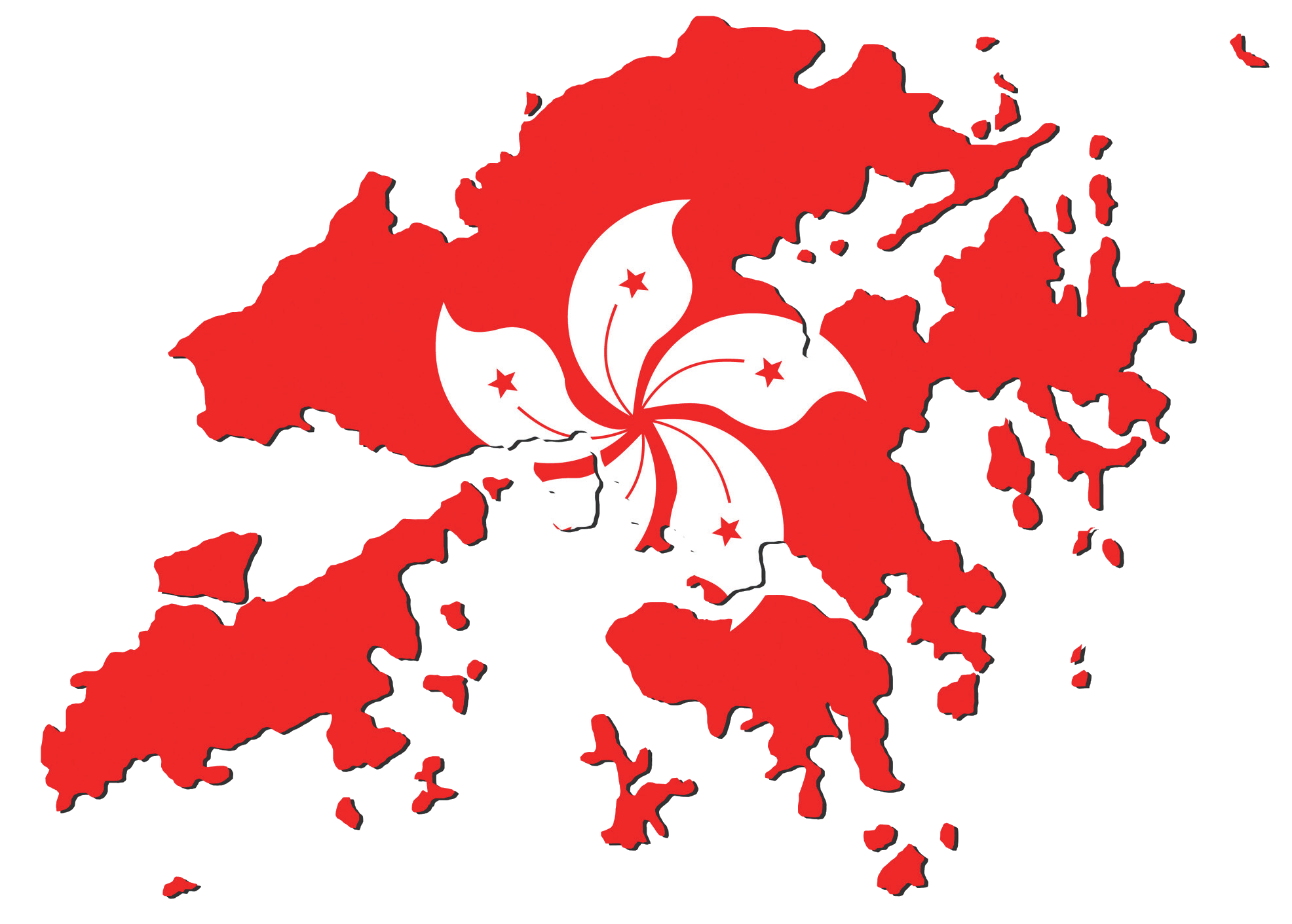 Hong Kong Flag in shape of country
