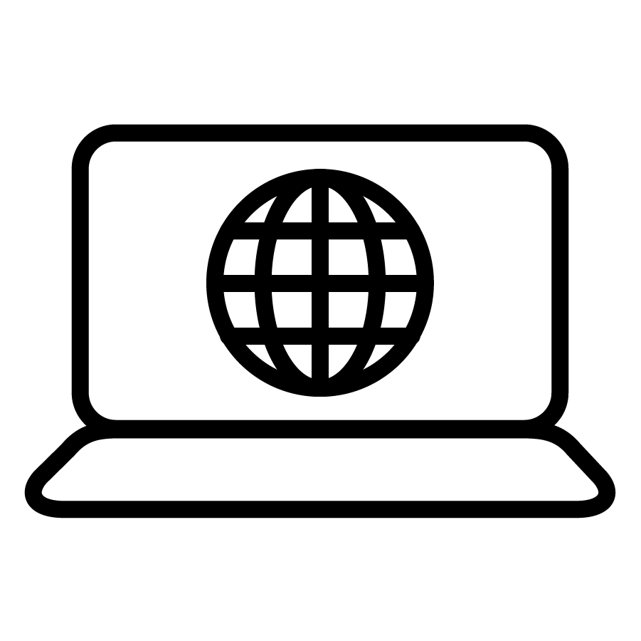 Laptop icon with the word wide web symbol