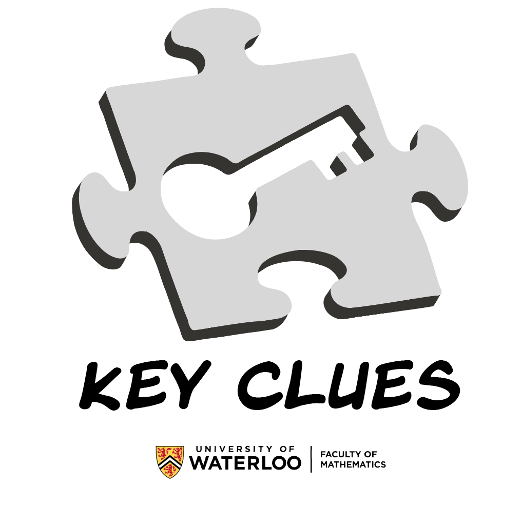 A key cutout of a puzzle piece over the event title "Key Clues"