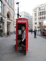 standing in a London phone booth