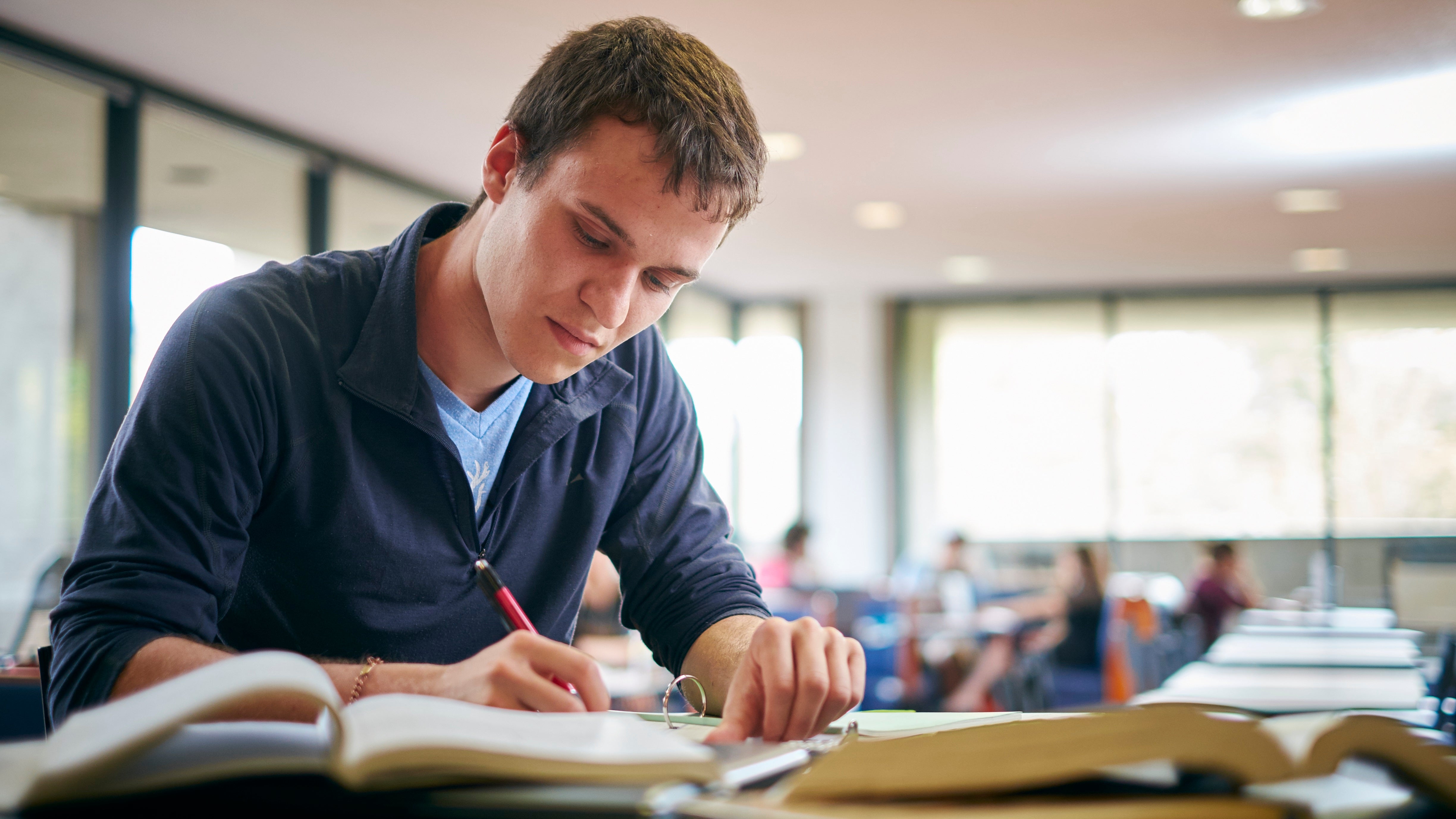 Male student studying