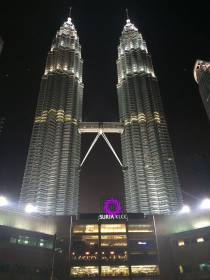 at night Petronas Towers
