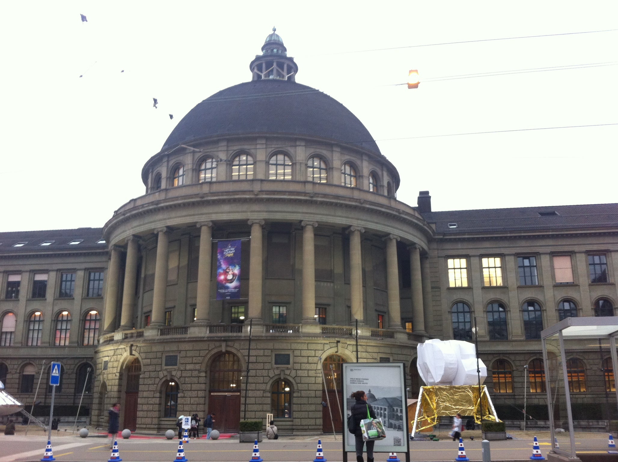 the main building at ETH in the afternoon before the annual traditional Polyball event