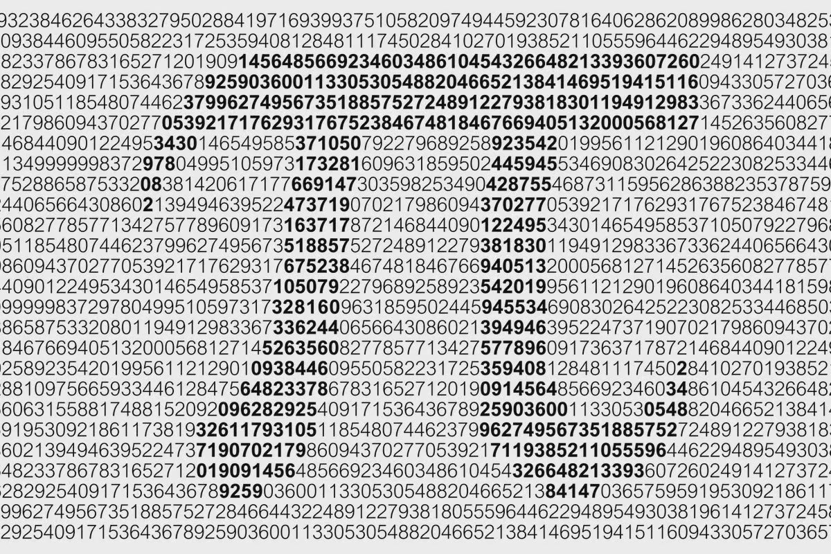 a pi symbol made out of light and dark digits of pi