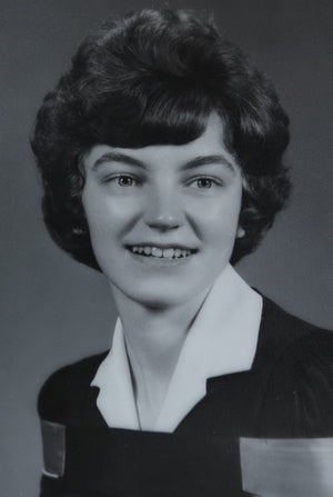 1960s black and white photo of a young Marian