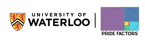 The University of Waterloo's logo and name next to the Pride Factors logo and name