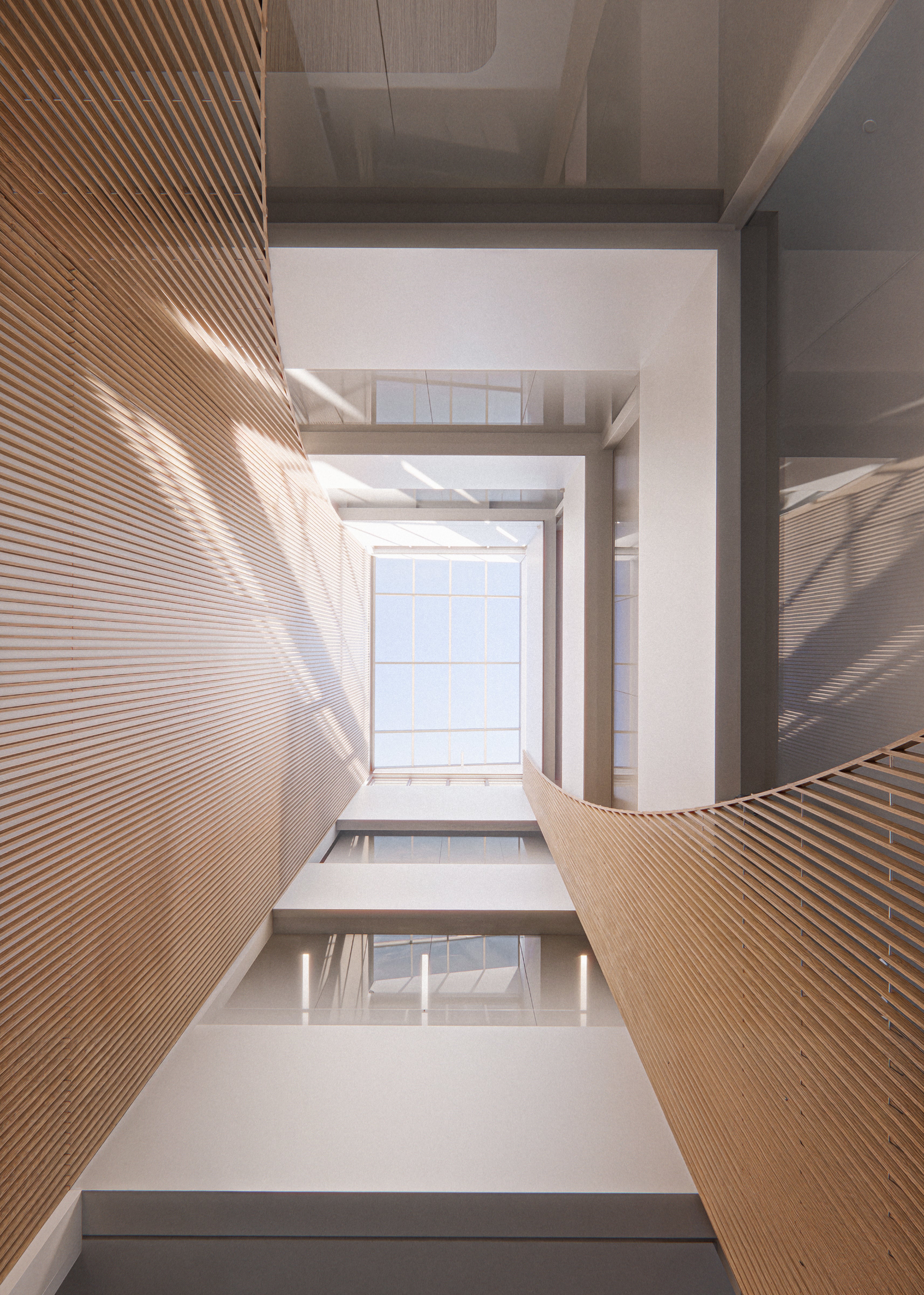 view of solar chimney looking straight up from second floor