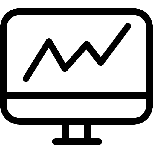 A computer icon showing a line graph