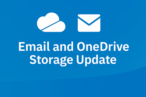 A cloud and a envelope and underneath written Email and OneDrive Storage Update 