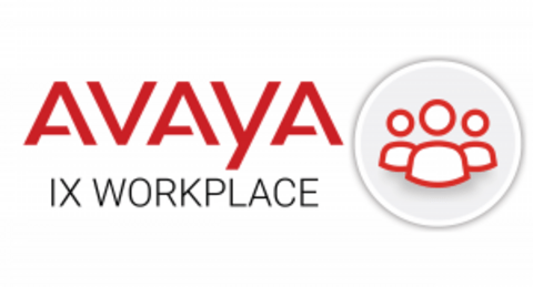 Avaya logo with the roman number IX and the word workplace