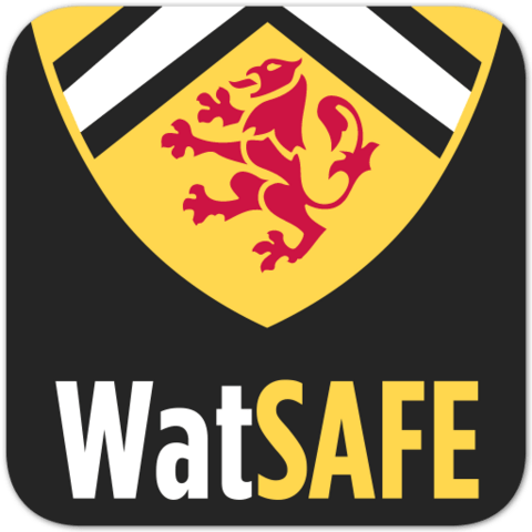 squtare with the word WatSafe and an image of a lion in a coat of arms