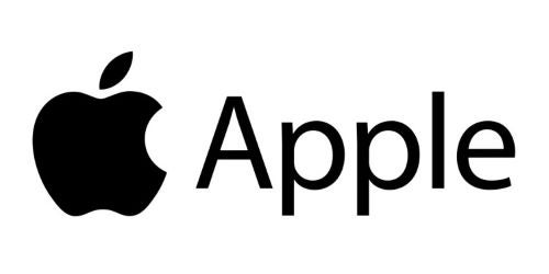 Apple logo beside the word apple