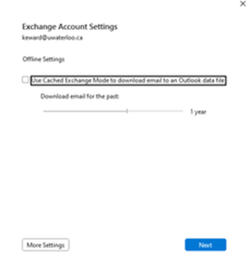 Windows showing the cached mode