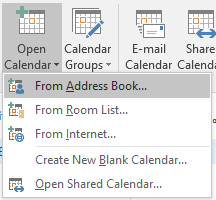 Open Calendar options with From Address Book highlighted