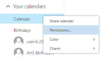 Calendar options