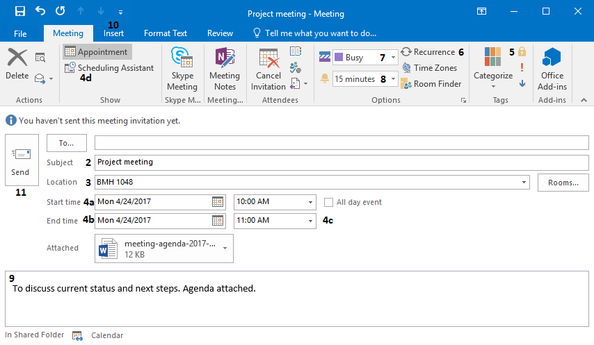 Creating a meeting window