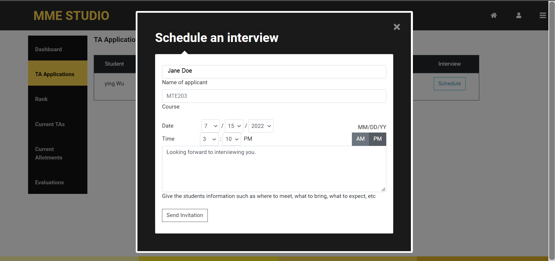 schedule interview