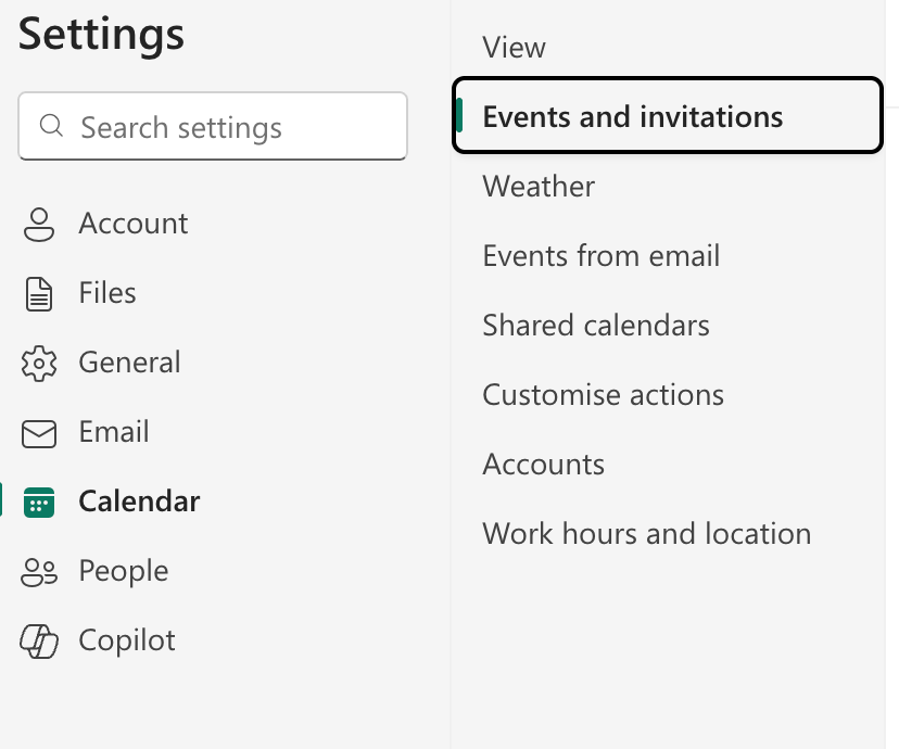 Window showing Event and Invitation
