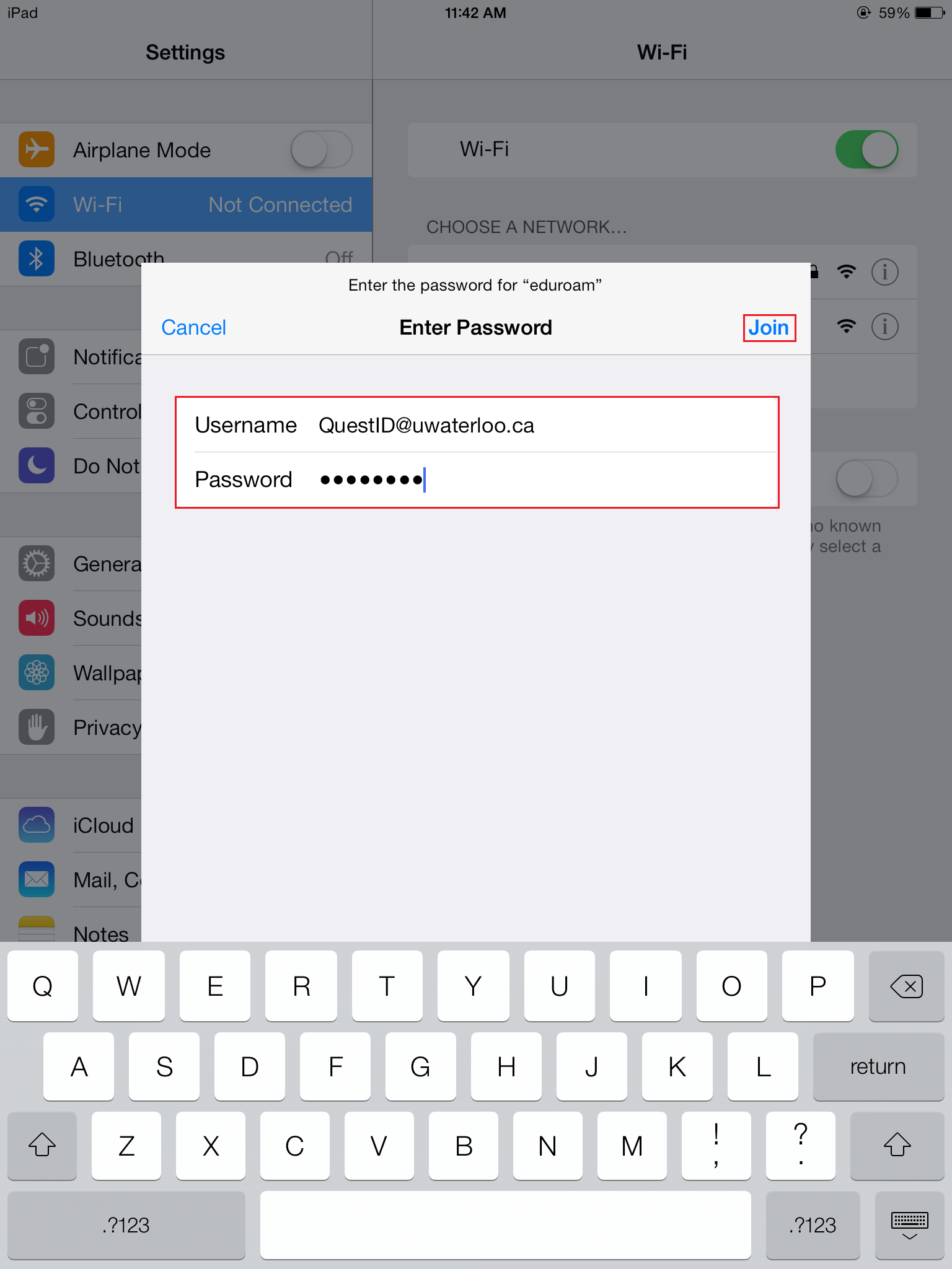 Username and password