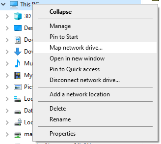 properties map network drive