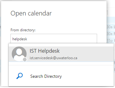 Open calendar from directory option