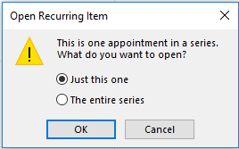 Open Recurring Item dialog box