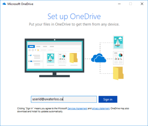 Sign up OneDrive screen